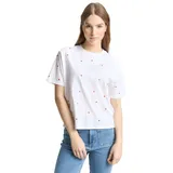 Tom Tailor T-Shirt mit Herz-Stickereien Weiß L