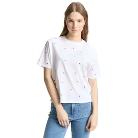 Tom Tailor T-Shirt mit Herz-Stickereien Weiß L