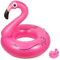 Olycism Aufblasbarer Flamingo Schwimmring mit Getränkehalter und Aufnäher Kit...