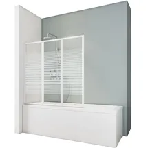 Schulte Duschwand Smart 127x120 Cm - 3-teilig faltbar, inkl. Klebe-Montage, 3 mm Sicherheitsglas Querstreifen Dekor, Profil Alu Natur