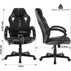 Woltu Gaming Stuhl, Bürostuhl, Ergonomischer, Drehstuhl Stoff Atmungsaktiver mit Armlehnen, 150 kg belastbar, höhenverstellbar, Sitzfläche gepolstert