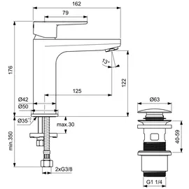 Ideal Standard Cerafine O Waschtischarmatur Auslauf Silber