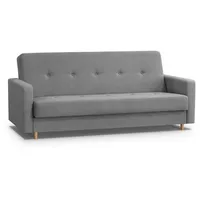 Beautysofa 3-Sitzer ADELINE Schlafsofa mit Bettkasten, skandinavisches Polstersofa auf Holzfüßen, Wohnzimmersofa mit Liegefläche 190 × 122 cm grau
