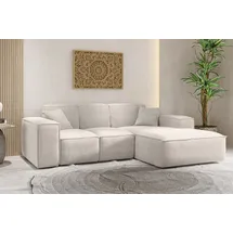 kaiser möbel Ecksofa, Eckcouch L form, Wohnzimmer Couch SIENA stoff Poso Beige Ottomane Rechts - Creme