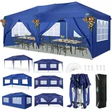 COBIZI Pavillon 3x6 m, Faltpavillon 3x6 wasserdicht stabil Faltzelt Anti-UV Faltbarer Pavillons Outdoor Faltpavillon 3x6m mit 6 Seitenwänden für Garten, Party, Hochzeit, Picknick, Markt, Navy Blau