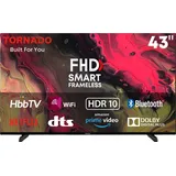 Tornado LINUX Smart TV 43 Zoll FHD, Rahmenlos, mit integriertem Receiver