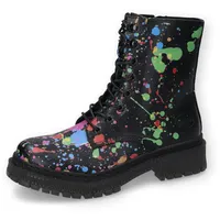 Dockers by Gerli Damen Combat Boots, Frauen Stiefeletten,uebergangsschuhe,uebergangsstiefel,schnürstiefel,Stiefel,schwarz/rot,37 EU - 37 EU