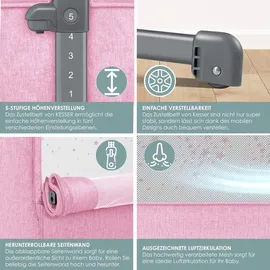 Kesser KESSER® Zustellbett Hubi 3in1 Baby Beistellbett Reisebett Babybett mit weich Matratze, mit Rollen Kinderbett, 5-fach Höhenverstellung, Faltbare Seitenwand für zu Hause und unterwegs