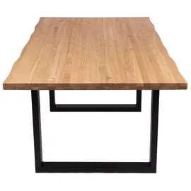 Krok Wood Esstisch Dublin aus Massivholz in Eiche mit Metallbein 160x100x75 cm - Naturbelassen