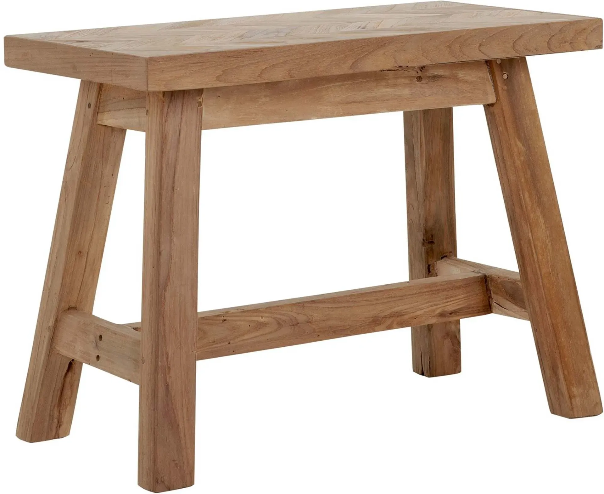 Bank Herringbone aus Teakholz, massiv und nachhaltig, 60 cm, naturbraun, für drinnen