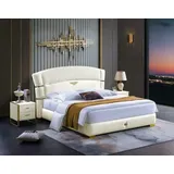 Xlmoebel Schlafzimmer-Set Luxuriöses Holzbetten-Set mit eleganten Nachttischen, (3tlg. Schlafzimmer Set (Bett + 2xNachttisch), Hergestellt in Europa weiß