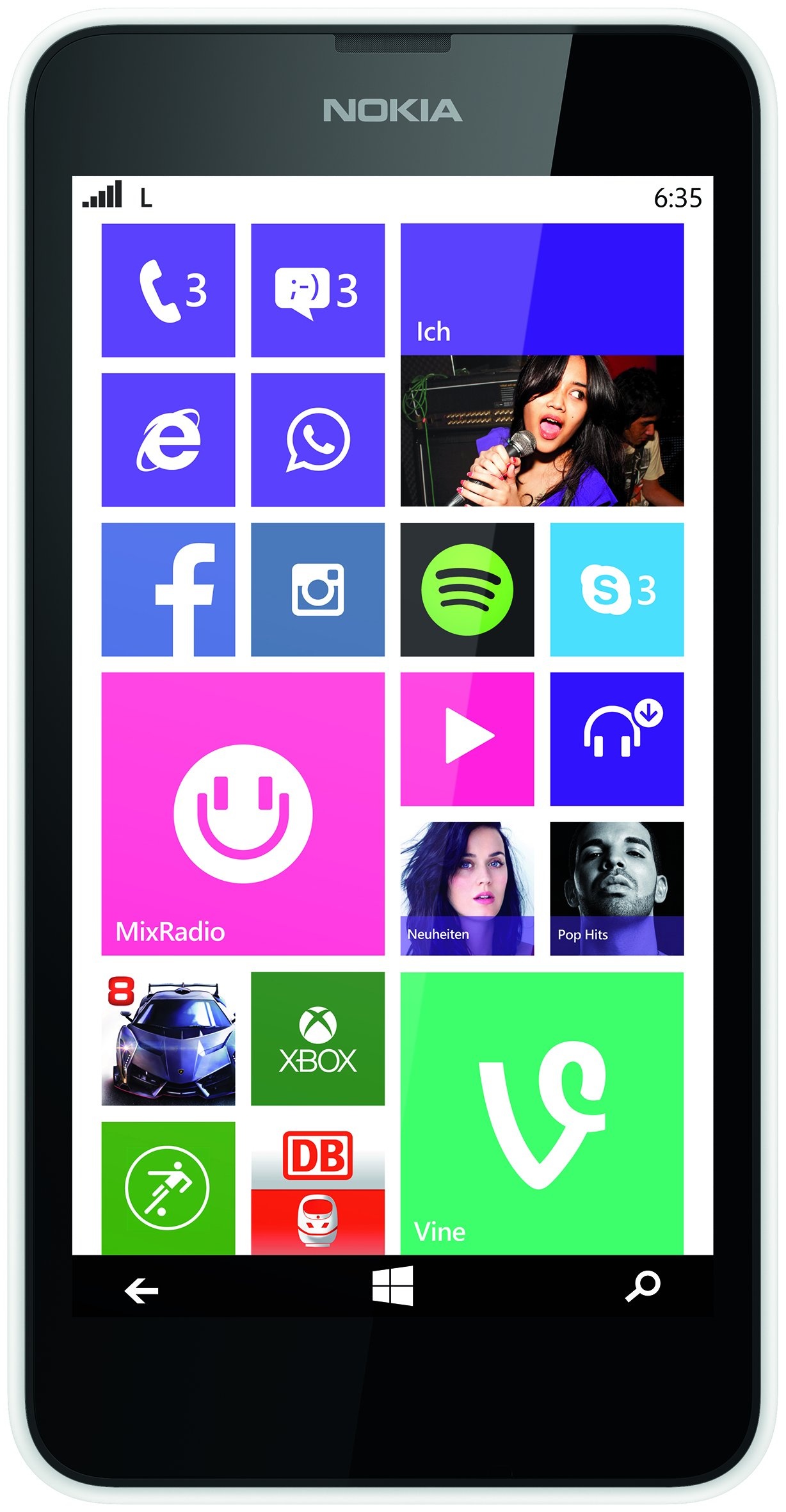 Nokia Lumia 635 Smartphone Mikro SIM (11,9 cm (4,6 Zoll) Touchscreen, 5 Megapixel Kamera, Win 8.1) Weiss