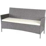 3-Sitzer Poly-Rattan Gartenbank Halden, Sitzbank, grau, Kissen creme