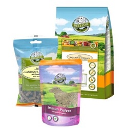 Bellfor Purinarm Set - Naturgut-Schmaus 4 kg + Immun Pulver 80g + Landgut-Happen 200g