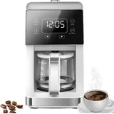 Filterkaffeemaschine, 5šC10 Tassen, amerikanische Kaffeemaschine mit eingebautem Mahlwerk, 780 ml Wassertank, warm haltende Kaffeekanne, Americano... - Weiß