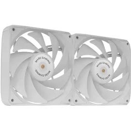Mars Gaming MF-NCLX2, Kit 2x Ultra-Leise 120mm Lüfter, Hybridblatt-Design, 2-in-1 Lüfter mit Hyperbalanced FDB Kupferlager, PWM-Anschluss-System, Anti-Vibrations-Pads, Weiß