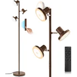 SIBRILLE Stehlampe Wohnzimmer 36W 2500LM Stehlampe LED Dimmbar, Fernbedienung&Touch-Steuerung, 2700K-6500K 3-Licht Leselampe Stehleuchte Moderne Deckenfluter LED Dimmbar für Wohnzimmer Büro, Braun