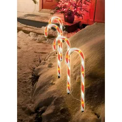 Haushalt International 4er Set LED Zuckerstangen Gartenstecker Weihnachtsdeko