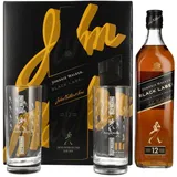 Johnnie Walker BLACK LABEL 12 Years Old Blended Scotch Whisky 40% Vol. 0,7l in Geschenkbox mit 2 Highballgläsern