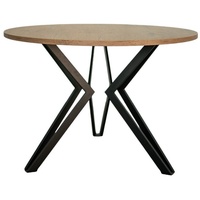 Beautysofa Esstisch Moderner ordentlicher eleganter runder Tisch mit Metallbeinen Borneo (Gold Eiche Farbe Arbeitsplatte)
