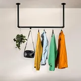RSR Hangers® Kleiderstange Garderobe Industrie Design für Decke | Breite 100 cm x Höhe 60 cm | Deckenmontage | Garderobenstange | Ankleidezimmer | Schlafzimmer | Flur | begehbarer Kleiderschrank