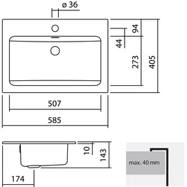 Laufen EB.R585H Einbaubecken 58,5 x 40,5 cm (2202000000)