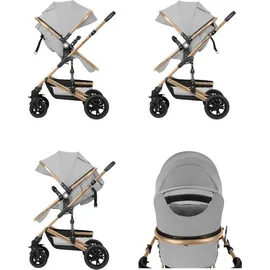 KIKKABOO Kombikinderwagen Amaia 3in1 i-Size Babyschale umbaubar Federung Tasche grau
