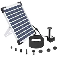 W Solarbrunnen für den Außenbereich, Solar-Teichpumpe, Solar-Wasserpumpe für Brunnen, Vogelbad, Teich, Schwimmbad, 4 Düsen, 280 l/h, max. Durchfluss: