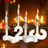 Adventskranz Zahlen 1-4, Holz Advent Kerzenhalter und Anhänger, Adventszahlen 1 2 3 4 für Kerzen, Advent Kerzen Deko für Wohnzimmer Deko Weihnachten Geschenk