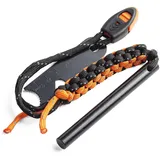 WallEgo Feuerstahl mit, Feuerstein Outdoor Survival Werkzeug Set, Ewiges Streichholz Feuerstab, Magnesium Feueranzünder mit Notfall Pfeife Feuerstarter für Abenteuer, Camping, Wandern