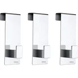 BLOMUS -MENOTO- Set 3 Türhaken aus poliertem Edelstahl, Wandhaken starke Ausführung, Türgarderobe zum Einhängen, Kleiderhaken mit Montage ohne Bohren (H / B / T: 12 x 4,3 x 5 cm, Edelstahl, 65412)