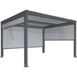 Alu Pergola HHG 789 mit 3x Seitenwand, Lamellen-Pavillon, stabiles 8cm-Metall-Gestell 3x3,7m anthrazit