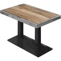 BPY | Bistro Tisch | 120 x 70 x 81 cm | Quadratisch | Chromrahmen | Sheesham / Schwarz
