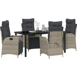 vidaXL 5-teiliges Garten-Ess-Set Hellgrau Poly-Rattan