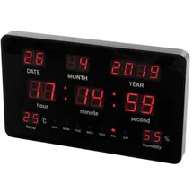 Perel Wanduhr mit LED-Display Rot/Schwarz