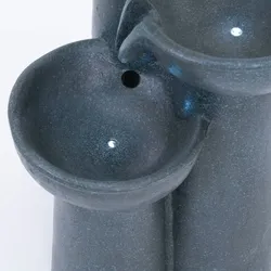 hillvert Solar Gartenbrunnen - 3 Schalen auf Säulen - LED-Beleuchtung