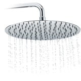 Relaxdays Duschkopf Regendusche rund, 300 mm, Edelstahl, Spiegeleffekt, Hochglanz, rain shower 1/2 Zoll, silber