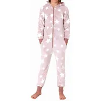 normann Schlafanzug Jumpsuit Overall in Sterneoptik aus kuschelig warmen Coralfleece, - 76802 rosa | Gr.: 128