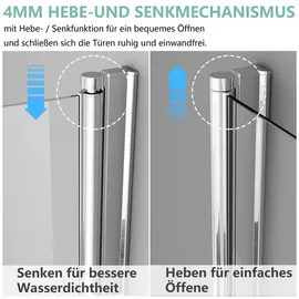 IMPTS Eckdusche mit Falttür links 120 x 90 cm Einscheibensicherheitsglas