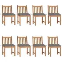 HOMMIE© Outdoor-Stuhl ,8er Set Gartenstühle mit Kissen Massivholz Teak Relaxsessel Armlehnstuhl & schlichten Design