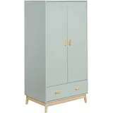 Mobili Rebecca - Kleiderschrank Kala 175x80x55 Mdf Kiefer Aquagrün Braun Skandinavisch Zu Montieren