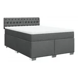 vidaXL Boxspringbett mit Matratze Dunkelgrau 160x200 cm Stoff