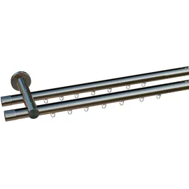 INDEKO Gardinenstange INDEKO "Consul", silber (edelstahlfarben), L:130cm Ø:20mm, Aluminium, Gardinenstangen, Innenlauf Komplett-Set inkl. Gleitern und Montagematerial