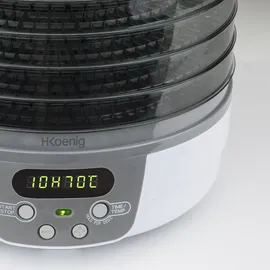 h.koenig DSY700 Dörrgerät für Lebensmittel, 5 herausnehmbare transparente Platten, einstellbare Temperatur 40-70°C, 48h Timer, Lebensmitteltrocknung