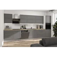 Feldmann-Küchen Küchenzeile KVANTUM 400 cm grau, weiß