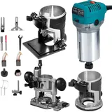 Holzfräse Oberfräse Fräser Oberfräse Kompakter Holzfräse mit 3 Basen 10000 - 30000 U / min Kantenfräse Multifunktionsfräse mit Neigungsbasis