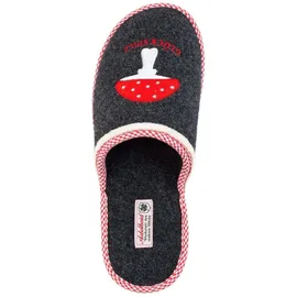 ADELHEID Glückspilz Filzpantoffeln, Farbe:Rabenschwarz, Größe:40/41 - Schwarz - 40-41