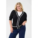 KAFFE CURVE KCmallie Strickjacke Beige/Schwarz S