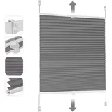 Sekey Plissee ohne Bohren Verdunkelung, Fenster Plissee Klemmfix Jalousie, Verspannt Blickdicht Sonnenschutz Fensterollo, Dunkelgrau, 50 x 100 cm