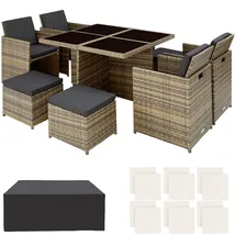 Tectake Rattan Set 8-tlg. Natur